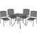 Global Industrial™ Mesh Café Table & Chair Set, 36" Square, 4 Armless Chairs, Black