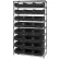 Étagère Quantum® à 9 niveaux avec bacs chromés, 107 cm (L) x 46 cm (P) x 188 cm (H), 24 bacs Magnum, noire