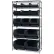 Étagère Quantum® à 6 niveaux avec bacs chromés, 107 cm (L) x 46 cm (P) x 188 cm (H), 13 bacs Magnum, noire