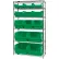Étagère Quantum® à 6 niveaux avec bacs chromés, 107 cm (L) x 46 cm (P) x 188 cm (H), 13 bacs Magnum, verte