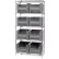 Quantum® 5 Shelf Chrome Bin Shelving, 36"W x 18"D x 74"H, 8 Giant Stack Containers, Gray