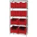 Quantum® 5 Shelf Chrome Bin Shelving, 36"W x 18"D x 74"H, 10 Giant Stack Containers, Red