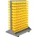 Global Industrial™ Double Sided Mobile Floor Rack w/ 192(B) Blue Bins, 36"W x 25-1/2"D x 55"H