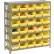 Rayonnage en acier Global Industrial™ avec 30 bacs de rangement en plastique de 4" de hauteur, couleur jaune, dimensions 36 x 18 x 39, 7 tablettes
