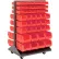 Global Industrial™ Mobile Double Sided Floor Rack - 100 Red Stacking Bins 36 x 55
