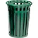 Poubelle extérieure Global Industrial™ en acier à lattes avec couvercle plat et sac poubelle, 24 gallons, verte