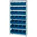 Étagère en fil métallique chromé Global Industrial™ avec 28 bacs bleus empilables, 36" de largeur x 12" de profondeur x 74" de hauteur, gris