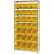 Étagère en fil métallique chromé Global Industrial™ avec 28 bacs empilables jaunes, 36" de largeur x 14" de profondeur x 74" de hauteur, gris