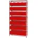 Global Industrial™ Chrome Wire Shelving w/ 28 Stacking Red Bins, 36"W x 14"D x 74"H, Gray