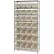 Étagère en fil métallique chromé Global Industrial™ avec 28 bacs empilables couleur ivoire, 36" de largeur x 14" de profondeur x 74" de hauteur, gris