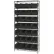 Global Industrial™ Chrome Wire Shelving w/ 28 Stacking Black Bins, 36"W x 14"D x 74"H, Gray