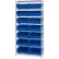 Étagère en fil métallique chromé Global Industrial™ avec 14 bacs empilables géants en plastique, bleu, 36 x 14 x 74