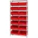 Global Industrial™ Chrome Wire Shelving With 14 Giant Plastic Stacking Bins Red, 36x14x74