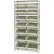 Global Industrial™ Chrome Wire Shelving With 14 Giant Plastic Stacking Bins Ivory, 36x14x74