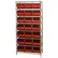 Global Industrial™ Chrome Wire Shelving With 21 Giant Plastic Stacking Bins Red, 36x18x74