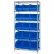 Étagère en fil métallique chromé Global Industrial™ avec 15 bacs empilables géants en plastique bleus, 36 x 18 x 74