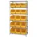 Étagère en fil métallique chromé Global Industrial™ avec 15 bacs empilables géants en plastique jaunes, 36 x 18 x 74