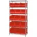 Étagère en fil métallique chromé Global Industrial™ avec 15 bacs empilables géants en plastique, rouge, 36 x 18 x 74