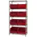 Étagère en fil métallique chromé Global Industrial™ avec 8 bacs empilables géants en plastique, rouge, 36 x 18 x 74