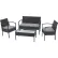 Ensemble de salon de jardin en rotin Global Industrial™ 4 pièces, pieds ouverts, noir