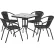 Ensemble de salle à manger d'extérieur en rotin Global Industrial™ 5 pièces, avec table carrée en verre de 27-1/2"