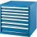 Armoire à tiroirs modulaire Global Industrial™, 7 tiroirs, avec serrure, 30" L x 27" P x 29-1/2" H, bleue