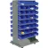 Global Industrial™ 16 Shelf Double-Sided Mobile Pick Rack - 64 Blue Plastic Shelf Bins 8" Wide