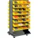 Global Industrial™ 16 Shelf Double-Sided Mobile Pick Rack - 64 Yellow Plastic Shelf Bins 8"W