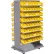 Global Industrial™ 16 Shelf Double-Sided Mobile Pick Rack - 128 Yellow Plastic Shelf Bins 4"W