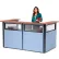 Comptoir en forme de U Interion® avec fenêtre, 224 cm (L) x 112 cm (P) x 112 cm (H), panneau bleu, finition cerisier