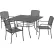 Ensemble de table et chaises de café « Global Industrial™ » en maille, 48 pouces de côté, 4 fauteuils, noir