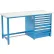 Global Industrial™ 72"Wx30"D Modular Workbench W/ 7 Drawers, Plastic Laminate Safety Edge, Blue
