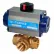 Vanne à bille BI-TORQ 2" 3 voies à orifice en T en laiton NPT avec actionneur pneumatique double effet