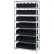 Étagère Quantum® à 8 bacs chromés, 91,4 cm (L) x 45,7 cm (P) x 188 cm (H), 35 bacs empilables, noire