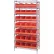 Étagère Quantum® à 8 bacs chromés, 91,4 cm (L) x 53,3 cm (P) x 188 cm (H), 28 bacs empilables, orange