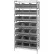 Étagère Quantum® à 8 bacs chromés, 91,4 cm (L) x 30,5 cm (P) x 188 cm (H), 21 bacs empilables, grise