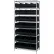 Étagère Quantum® à 8 bacs chromés, 91,4 cm (L) x 30,5 cm (P) x 188 cm (H), 28 bacs empilables, noire
