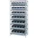 Étagère Quantum® à 8 niveaux avec bacs chromés, 91,4 cm (L) x 35,6 cm (P) x 188 cm (H), 35 bacs empilables, grise