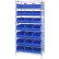 Étagère Quantum® à 8 bacs chromés, 91,4 cm (L) x 45,7 cm (P) x 188 cm (H), 21 bacs empilables, bleue