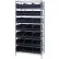 Étagère Quantum® à 8 bacs chromés, 91,4 cm (L) x 45,7 cm (P) x 188 cm (H), 21 bacs empilables, noire