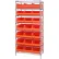 Étagère Quantum® à 8 bacs chromés, 91,4 cm (L) x 45,7 cm (P) x 188 cm (H), 21 bacs empilables, orange