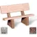 Banc commercial en béton Bohlmann 48", avec dossier, assise en calcaire gris poli, pieds en quartzite rouge