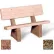 Banc commercial en béton Bohlmann de 48 pouces avec dossier, assise en quartzite rouge poli, pieds en pierre de rivière couleur beige