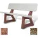 Banc résidentiel en béton Bohlmann de 58 pouces avec dossier, assise en quartzite rouge poli, pieds en pierre de rivière couleur beige