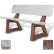 Banc en béton Bohlmann 58" pour usage résidentiel avec dossier, assise blanche polie, pieds en quartzite rouge