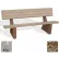 Banc commercial en béton Bohlmann 72", avec dossier, assise en calcaire gris poli, pieds en pierre de rivière beige