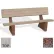 Banc commercial en béton Bohlmann 72", avec dossier, assise en pierre de rivière beige polie, pieds en quartzite rouge
