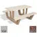 Table de pique-nique rectangulaire de 38 pouces, en béton, plateau beige / structure rouge