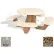 Table de pique-nique ronde de 42 pouces, en béton, plateau gris / structure beige clair
