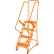 Échelle roulante en acier perforée, 16" de large, 4 marches, profondeur de la marche supérieure : 14", avec mains courantes - Orange - FSH418P-O